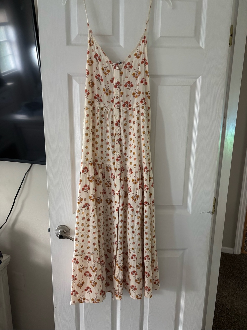 Patrons of Peace Cream Maxi Dress with Rust & Mustard Floral Print
